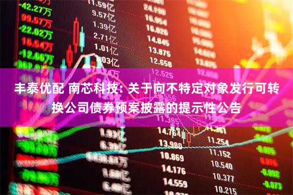 丰泰优配 南芯科技: 关于向不特定对象发行可转换公司债券预案披露的提示性公告